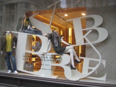 A window display with mannequins and mannequins.